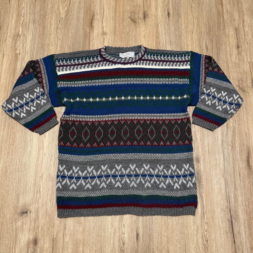 Reverence Point Vintage 90s Acrylic Sweater Medium Made in USA Y2K Aztec